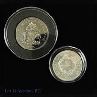 1975 Silver French & Bahamas Coins (2)