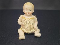 SMALL ARTICULATED BISQUE CERAMIC BABY DOLL WITH...
