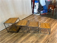 4pc Nesting Tables Wood Metal