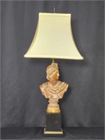 1950S NEOCLASSICAL ROMAN BUST HANDCARVED WOOD LAMP