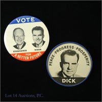 1952 Ike Nixon Presidential Campaign Buttons (2)