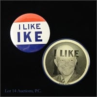 1952 Eisenhower 3" I Like IKE Campaign Buttons (2)