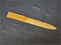 VINTAGE WOODEN LETTER OPENER WITH LEATHER HANDLE