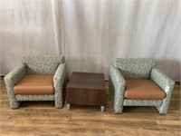 3pc Waiting Room: 2x Arm Chairs & Sq.Table