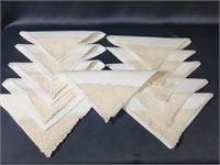 SET OF (11) LINEN NAPKINS WITH LACE ACCENT CORNER