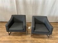 Pair Grey Chrome Side Chairs
