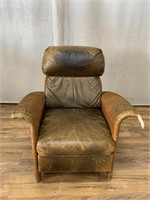 Recliner Chair Leather / Woven Arms