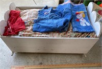 Vintage Rocking Baby Bed and Clothes