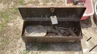 Tool box & contents, pullers, drain pan, misc