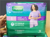 (4) 16 COUNT PACKS OF DEPENDS NIGHT DEFENSE