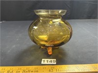 Amber Optic Glass Footed Vase
