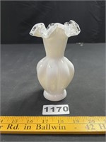 Fenton Milk Glass Silver Crest Melon Vase