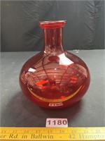 Ruby Red Glass Vase-Heavy