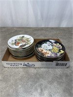 Bird and floral collector plates, some by the