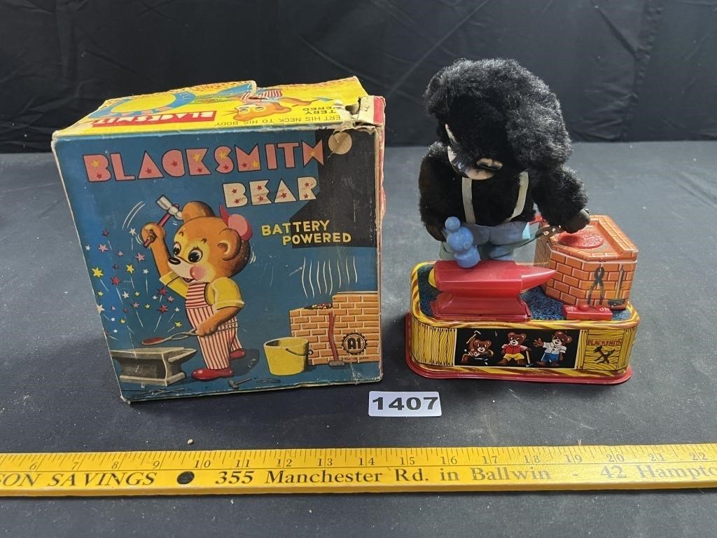 Antique Mechanical Blacksmith Bear