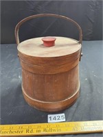 MCM Wood Basket Cookie Jar
