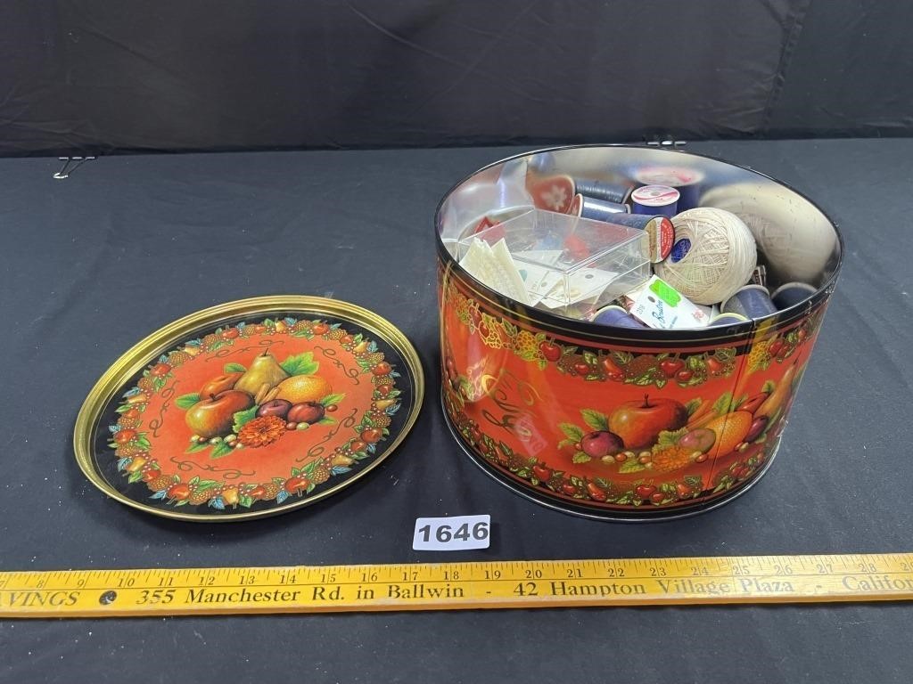 Large Tin of Sewing Supplies