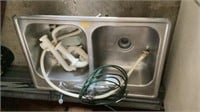 Stainless steel double sink w/accys