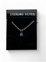 Sterling Necklace w/Blue Gemstone Pendant