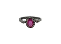 Sterling Pink Gemstone Ring Sz7