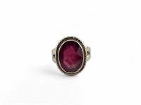 Sterling Mixed Cut Ruby Ring Sz6