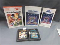 Atari missile command, video pinball with booklet.