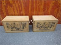 2-American Wildlife Wood Boxes 16x8x10