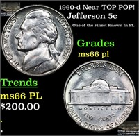 1960-d Jefferson Nickel Near TOP POP! 5c Grades GE