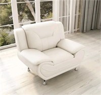 Sanuel 47.3 in. W White Faux Leather Club Chair