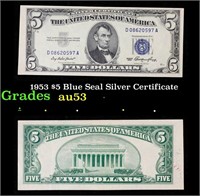 1953 $5 Blue Seal Silver Certificate Grades Select