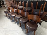 11 Timber Brown Vinyl Restaurant Chairs
