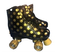 Girls Roller Skates-Black & Gold Polka Dots (Adjus