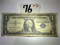 1957-B Silver Certificate Blue Seal $1 Dollar Bill