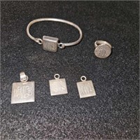 monogrammed bracelet, ring & pendant charms
