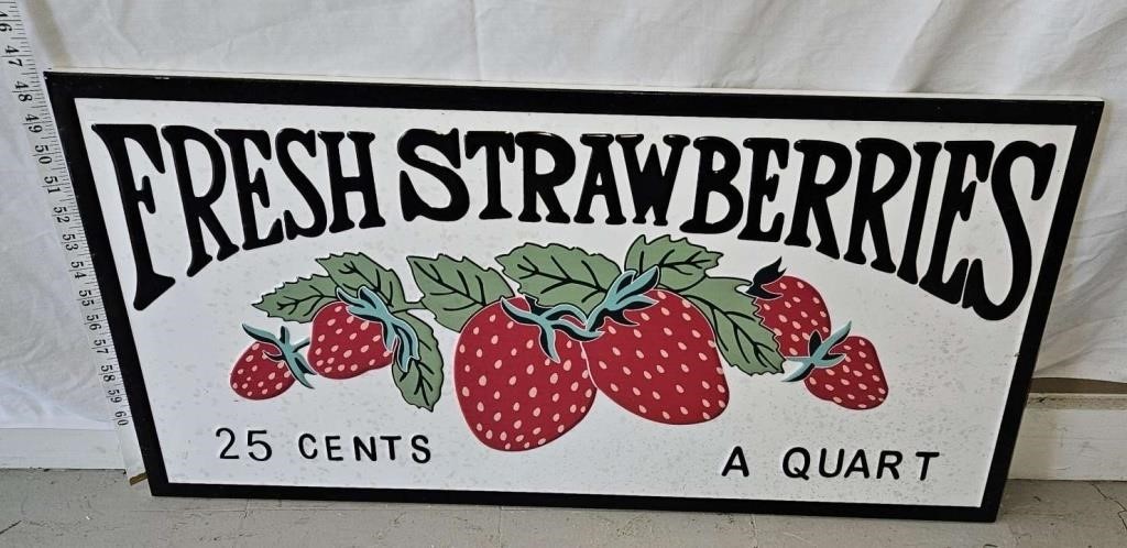 fresh strawberries sign