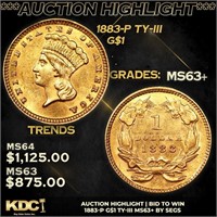 ***Auction Highlight*** 1883-p Gold Dollar TY-III
