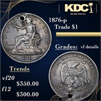 1876-p Trade Dollar $1 Grades vf details