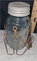 old ball jar with zinc lid & carrier