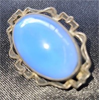 sterling pin with large blue stone