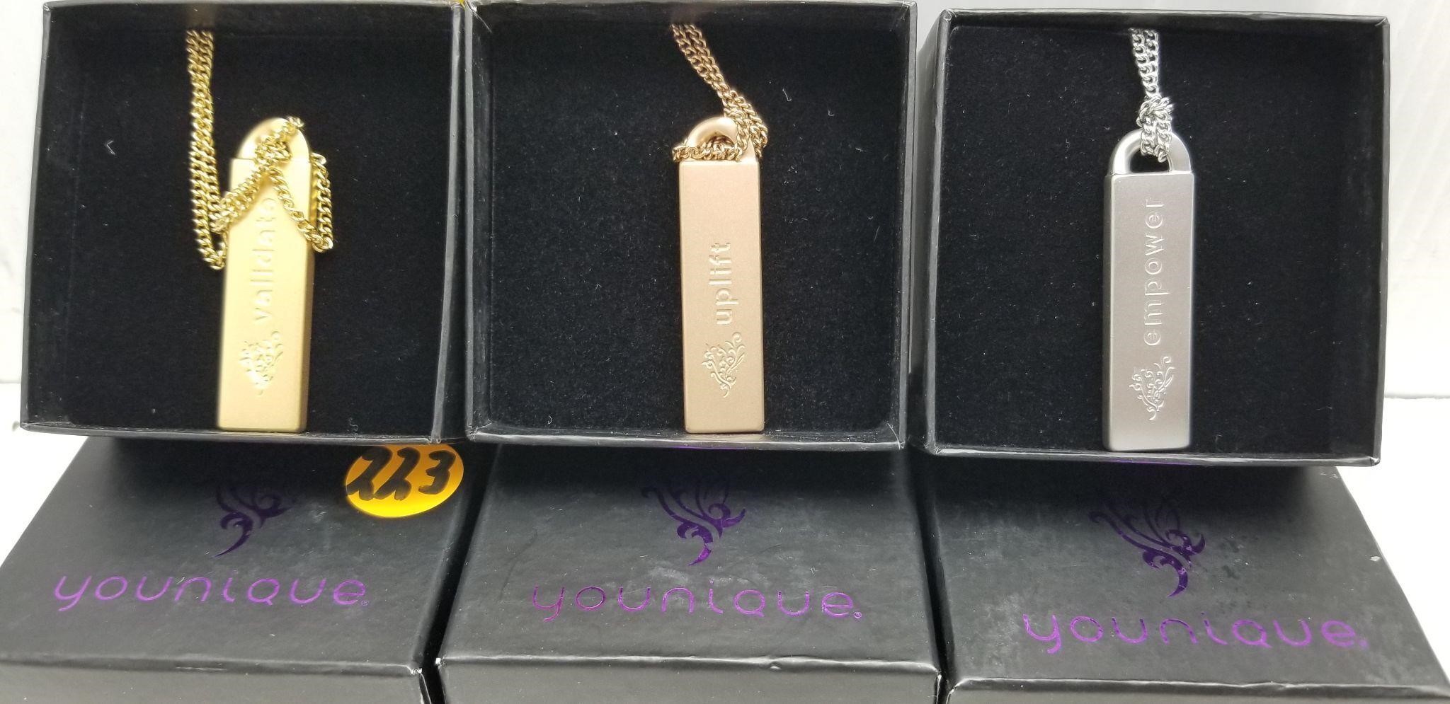 3 NEW YOUNIQUE EMPOWER NECKLACES IN BOXES