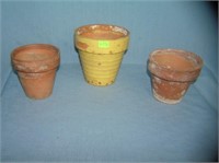 Group of antique earthenware flower pots