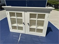 White glass door wood wall cabinet