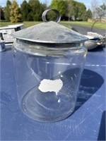 Large lidded jar 14” t 9” diameter