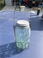 Ball jar in iron holder!