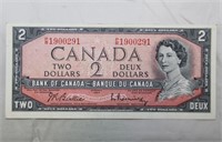 Canada $2 Banknote 1954 BC-38b Beattie Rasminsky