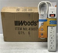 Case of 6 Woods Surge Protector Strips- NEW $120