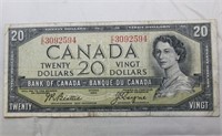 Canada $20 Banknote 1954 BC-41a Beattie Coyne