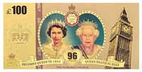 Queen Elizabeth II Gold Foil Banknote 100 Pounds