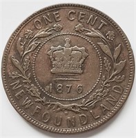 Newfoundland 1876 Victoria ONE CENT coin
