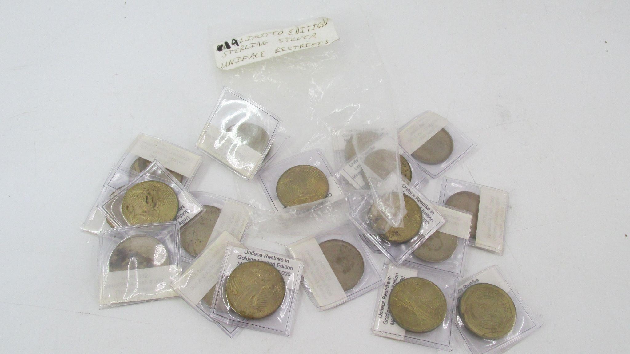 19 Lim Edition Sterling Silver Uniface Restrikes